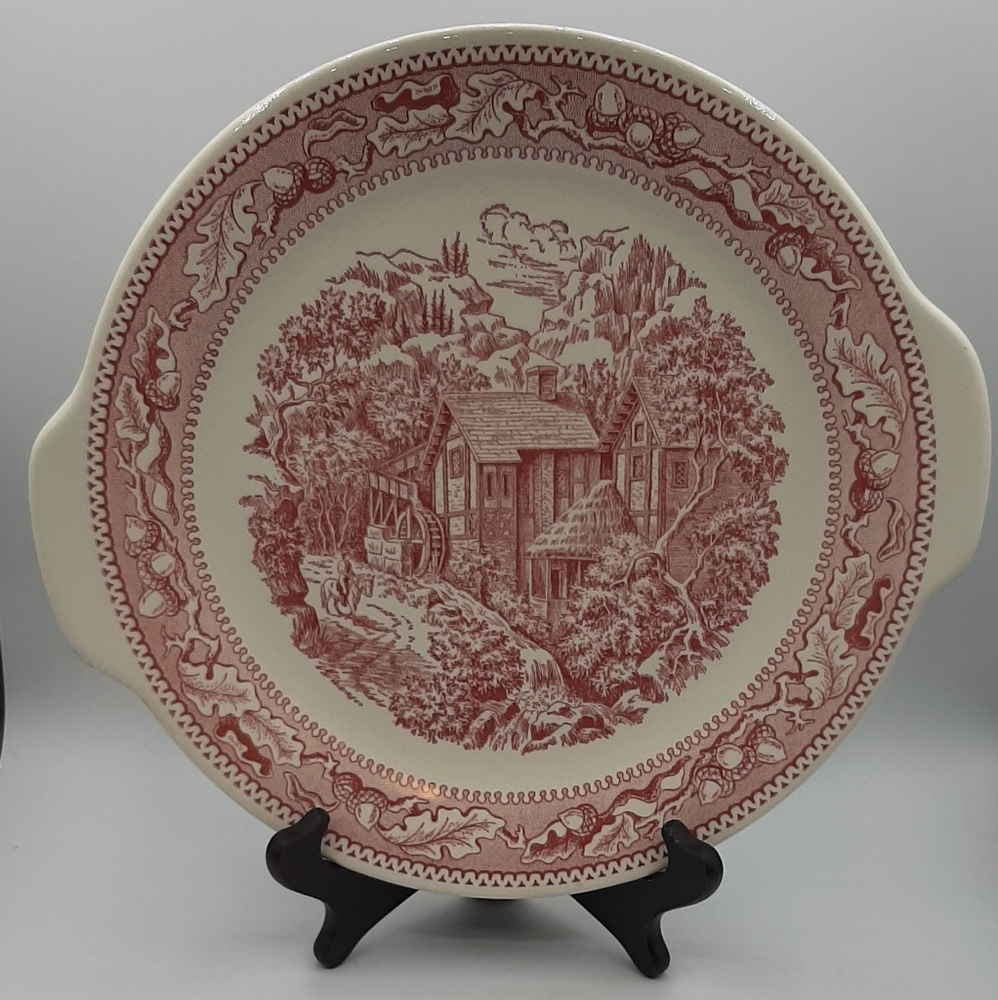 Vintage MEMORY LANE Serving Platter Royal China Round Mill Scene Cake Plate